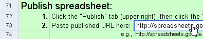 Veröffentlichte URL in die angegebene Zelle einfügen